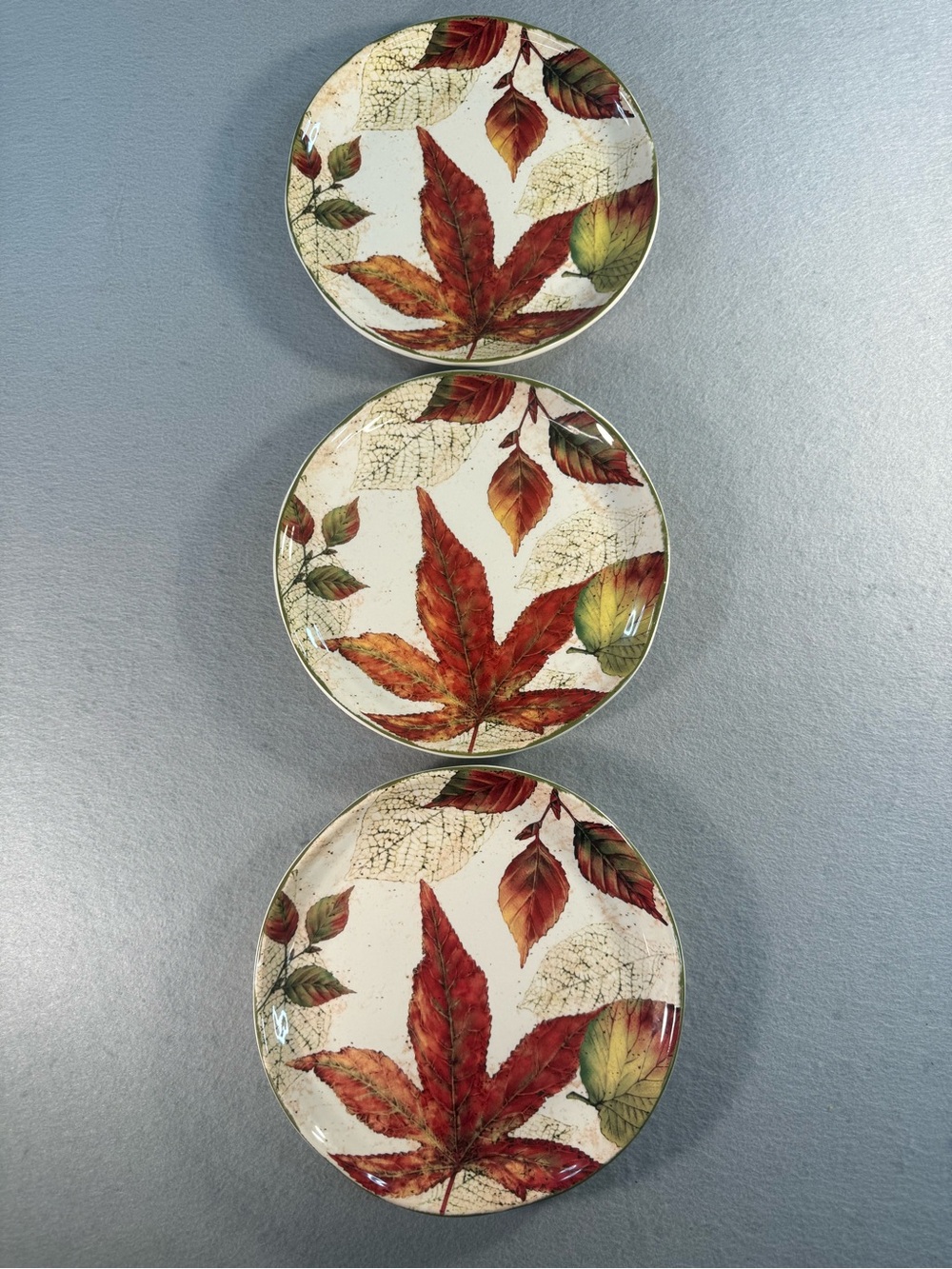 Pier 1 Autumn Leaf Plates. Set of 3